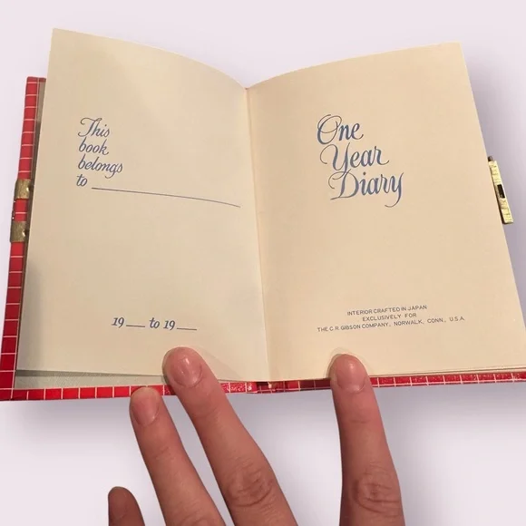 Vintage Made In Italy Red Plaid Scotty Dog Locked Daily Journal Diary - Picture 7 of 14